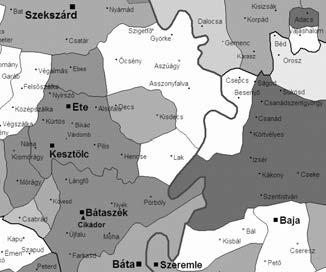 Délkelet-Tolna a sárközi falvakkal (Engel Pál: Magyarország a középkori végén. Digitális térkép és adatbázis a középkori Magyar Királyság településeiről. CD-ROM. Bp. 2001.