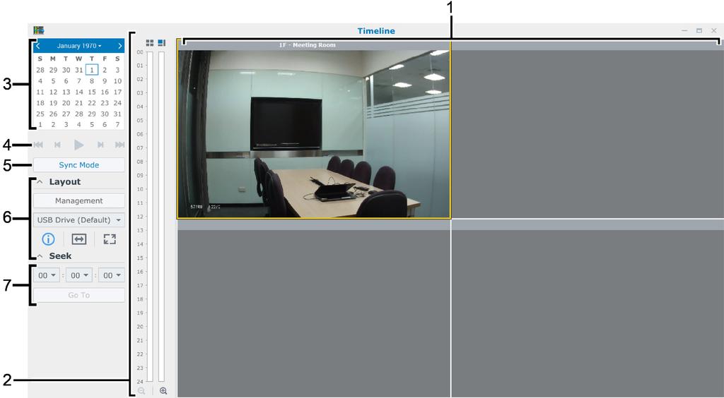 Idővonal Az Idővonal alkalmazásban játszhatja le a Surveillance Station szolgáltatásból exportált felvételeket. A felvételeket a kamera vagy a dátum alapján szűrheti.