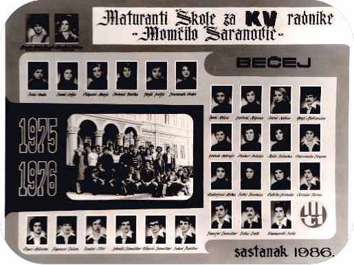 године A Momčilo Šaranović Szakmunkásképző Iskola érettségizői az 1971/ 1972-es