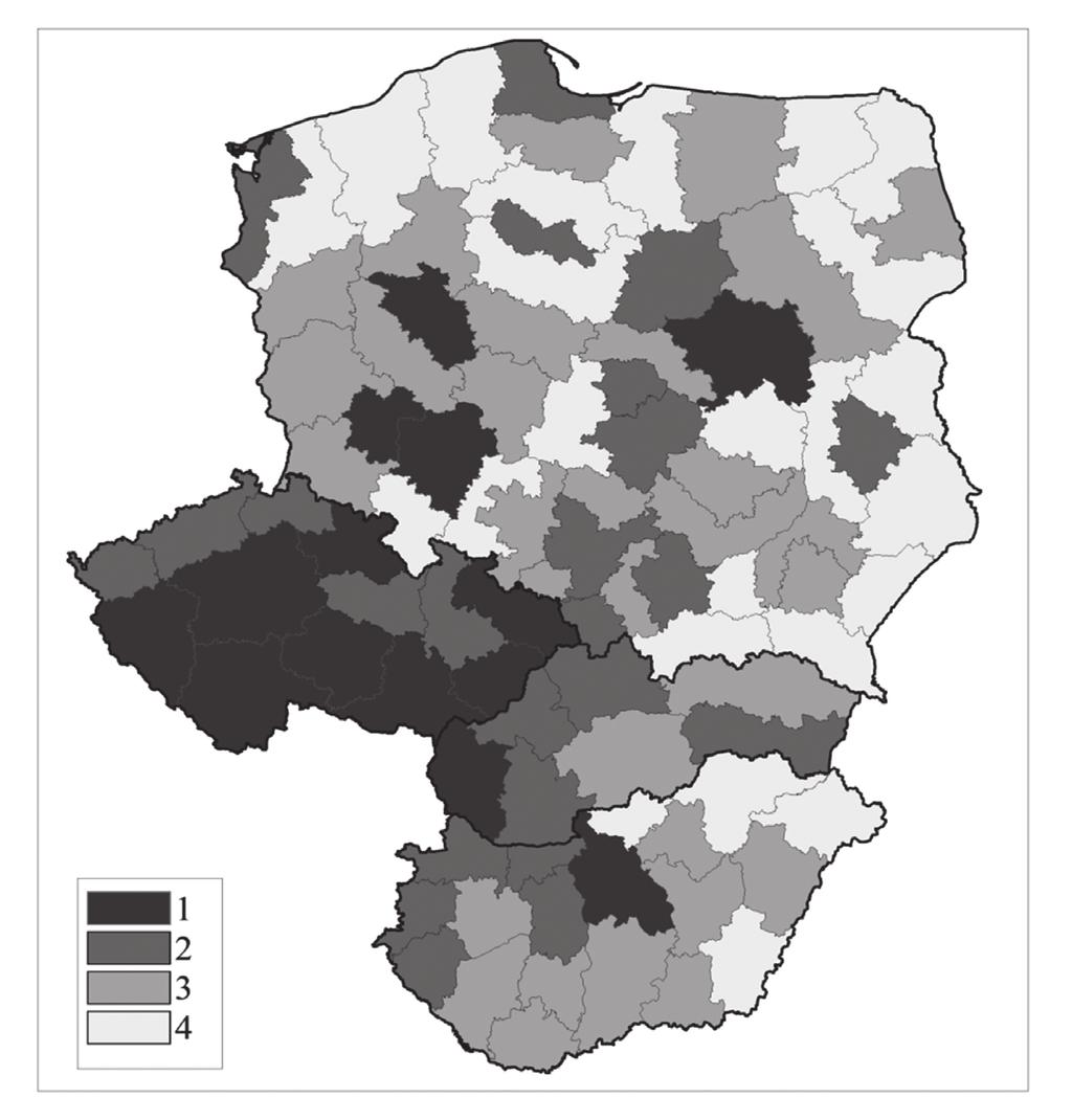 A kutatás-fejlesztés és a versenyképesség térbeli összefüggései a visegrádi országokban 83 A kutatás-fejlesztés alapvető mutatói az erős versenyképességű megyékben kiemelkedők, mind a szabadalmak,