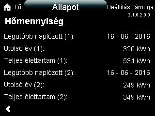 "H mennyiség" Példa: Áttekintés "F oldal" > "Állapot" > "H mennyiség mér " > "H mennyiség" "H mennyiség" A f tést és a h tést egyidej leg is mérheti.