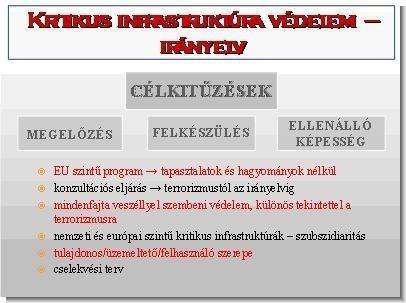 2005 novemberében a Bizottság Zöld Könyvet fogadott el a létfontosságú infrastruktúrák védelmére vonatkozó európai programról (EPCIP), amely választási lehetőségeket fogalmazott meg azzal