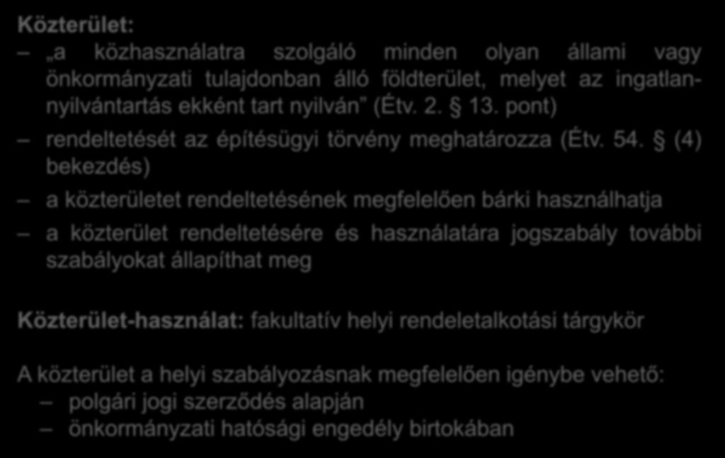 II. A közterület használatának szabályozása 1.