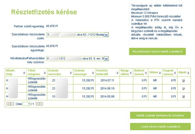 A következő képernyőn meg kell adni a futamidőt, majd a Számol gombra kattintva megjelenik a havonta fizetendő részletek táblázata.