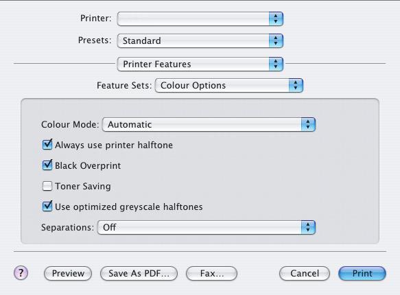 A [Nyomtató] menüből (1) válassza ki a nyomtató típusát. 3. Válassza ki a [Nyomtató szolgáltatásai] (2) beállítást. 4.