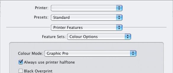 MAC OS X Ha forrásként CMYK-dokumentumot használ, a nyomtatóillesztő-program alábbi beállításaival végezheti el a CMYK-tintaszimulációt: 1. Válassza a [Fájl] [Nyomtatás] parancsot. 1 2 3 4 2.