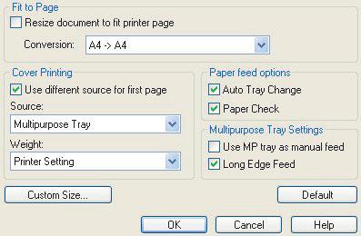 BORÍTÓLAP NYOMTATÁSA A Borítólap nyomtatása funkció az adott nyomtatási feladat első lapját (a borítólapot) az egyik papírtálcából tölti be, a többi oldalt pedig egy másik papírtálcából.