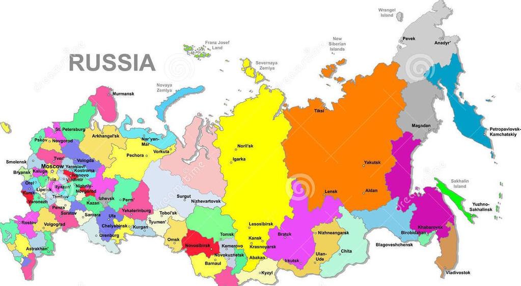 2.3.3.Oroszországi Föderáció 21. ábra: Oroszország közigazgatási területei [42] Lakossága: 146,284 millió (2014), tűzoltók száma: 1,180 millió fő.