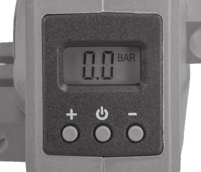 Ko je zaslon vklopljen, lahko z večkratnim pritiskom na tipko vklop/izklop preklapljate med načinoma za BAR in PSI.