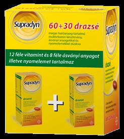 Supradyn drazsé, 30+60 db Magas hatóanyag tartalmú multivitamin készítmény a szervezet megfelelő
