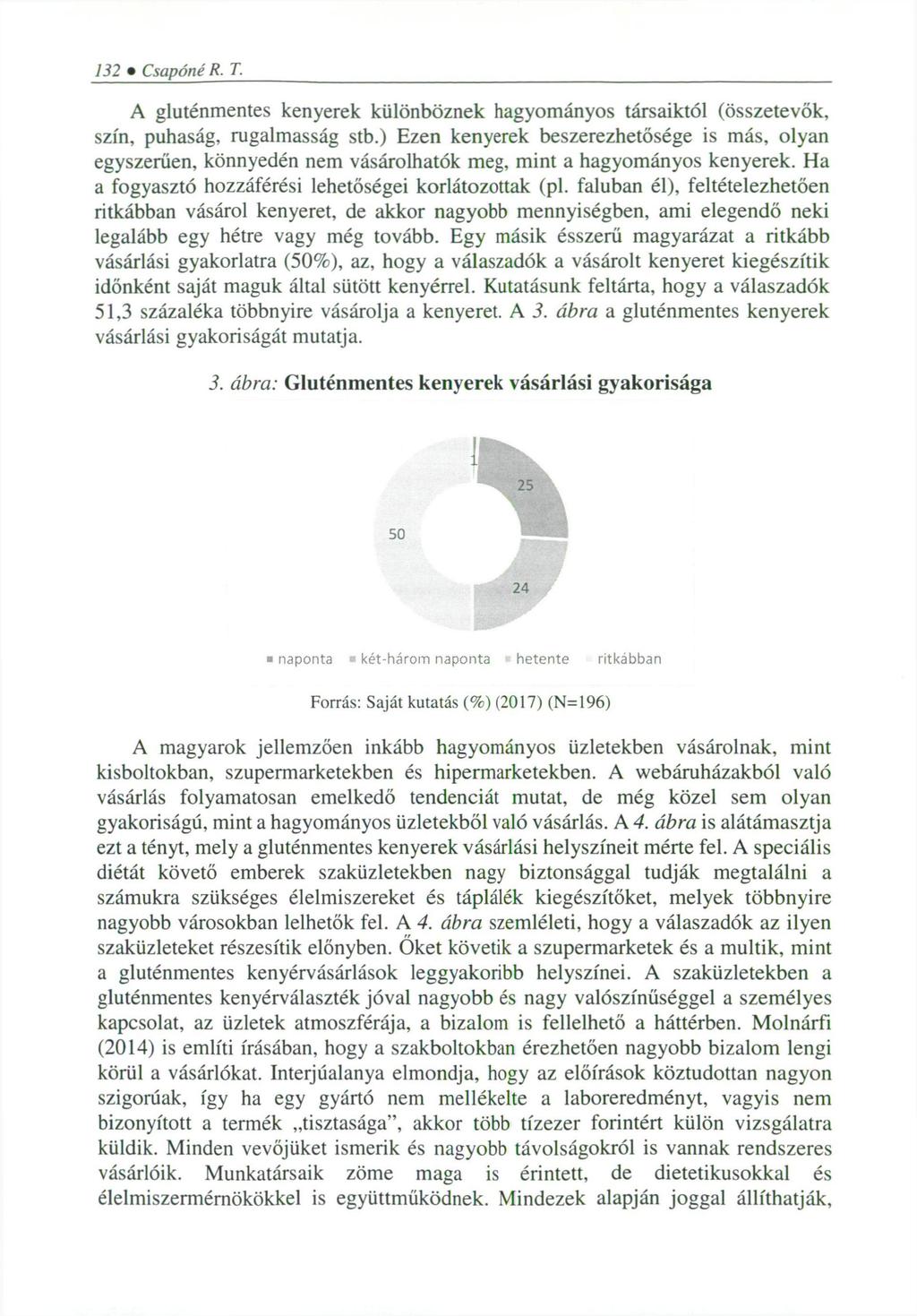 132 Csap óné R. T. A gluténmentes kenyerek különböznek hagyományos társaiktól (összetevők, szín, puhaság, rugalmasság stb.