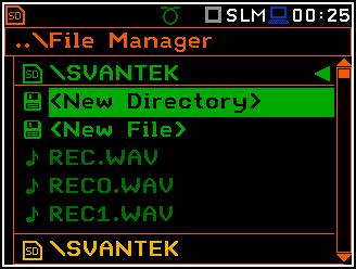 SVAN 979 FELHASZNÁLÓI KÉZIKÖNYV 60 7.2.2 Új katalógus és új fájl létrehozása A fájlrendszerben az SD memóriakártyán vagy USB pendrive-on lehetséges új katalógus létrehozása.