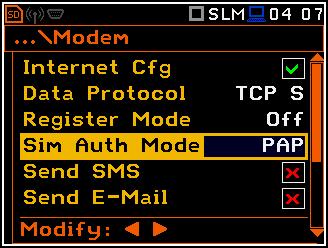 SVAN 979 FELHASZNÁLÓI KÉZIKÖNYV 76 Sim Auth Mode a SIM kártya ellenőrzésére használt módszert határozza meg.