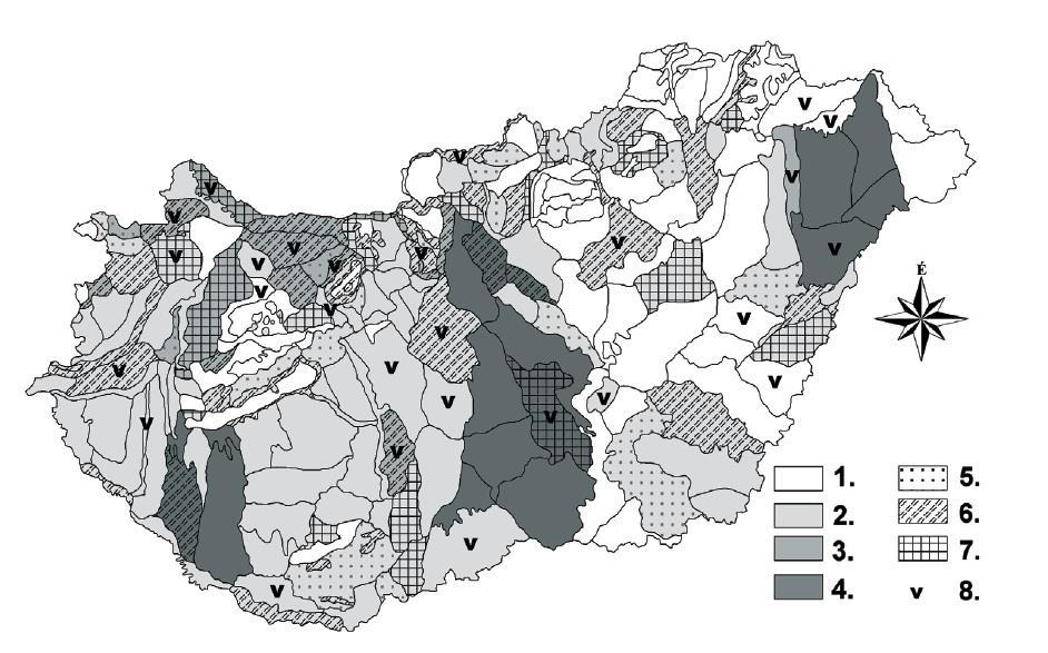 1000 ha Az egész terület %-ban A mg-i területek %-ában Az ország területe 9303 100,0 - A mezőgazdasági területek 6484 69,7 100 Szántóföld 4712 50,7 73,0 Összes erodált terület 2297 24,7 35,3 Erősen