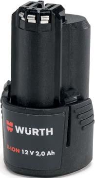 frekvencia 50 / 60 Hz AKKUMULÁTOR WÜRTH GÉPEKHEZ LI-ION, 12 V Kompakt, 12 V-os akkumulátor Rendkívül robusztus Az akkumulátor teljesen működőképes marad még 3 méterről betonra ejtve is Könnyű,