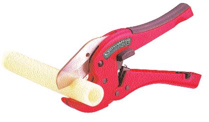 Mûanyagtechnika ROCUT TC 42 Mûanyagcsõ levágó olló PP-, PE-, PE-X-, PB- és PVDF - csövek vágására Ø 42 mm-ig. Robusztus precíziós olló mûanyag csövek fáradságmentes vágásához.