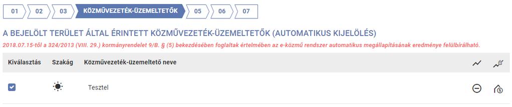 a) Először is a térképi adatszolgáltatásának vizsgálata alapján, amikor a közmű saját nyilvántartása szerint a kérelemben megadott tervezési területen belül található volt valamilyen hálózati elem,