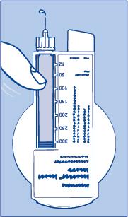 1B Légtelenítés minden egyes injekció beadása előtt A rendeltetésszerű használat során is összegyűlhet egy kevés levegő a tűben és a patronban.