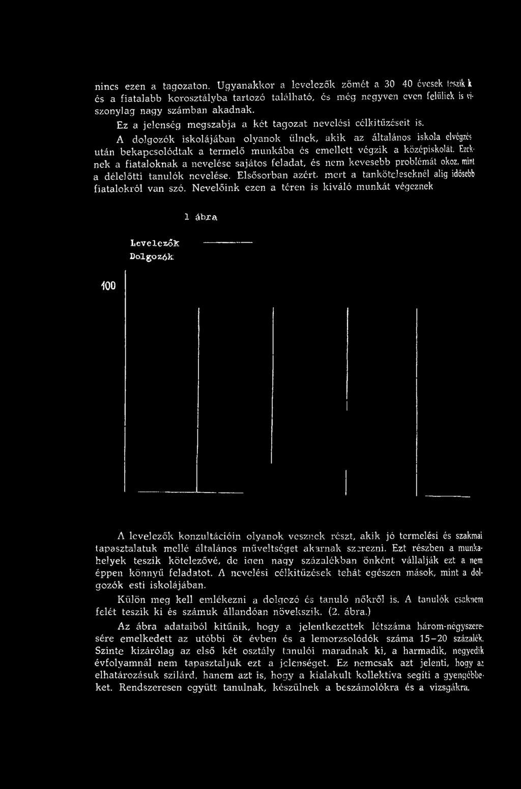 A dolgozók iskolájában olyanok ülnek, akik az általános iskola elvégzés után bekapcsolódtak a term elő m unkába és em ellett végzik a középiskolát.