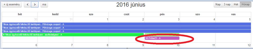 rögzíthető a naptárban.