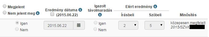 Mivel a kötelező tárgyi részt már korábban teljesítette (és az automatikusan beszámításra került), illetve a választott tárgyi részt is sikeresen elvégezte, ezért a vizsga másnapján legenerálódott