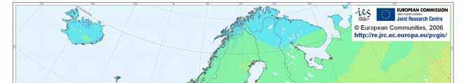 Average annual solar irradiance is