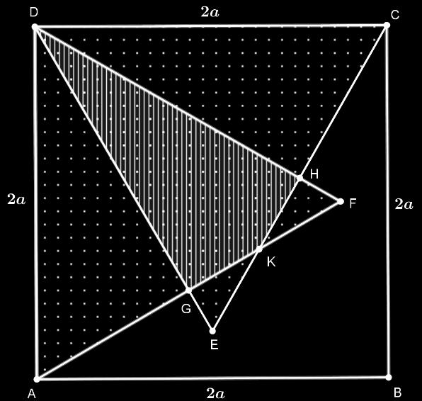 Megoldás: jelöléseink a ábrán láthatók ábra Az ADF és CDF szabályos háromszögek minden szöge 60 -os, oldalaik hosszát, és ezzel az ABCD négyzet oldalainak hosszát is a -val jelöltük Az ADG