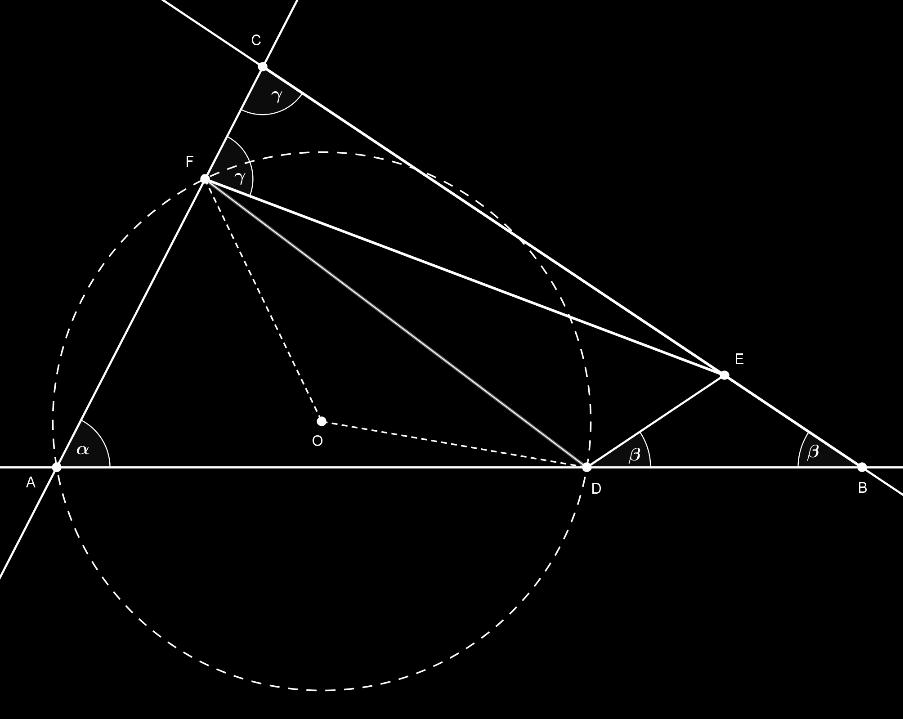 Megoldások Dönt forduló Szakközépiskola 3 Az ABC hegyesszögű háromszög és CA oldalain úgy vettük fel a belső pontokat, hogy DE BE és FE CE Igazolja, hogy az háromszög köré írt kör középpontja