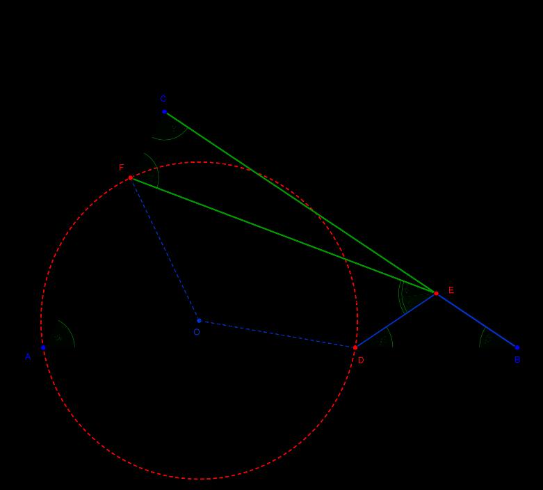 Megoldások Dönt forduló Szakközépiskola A háromszög belső szögeinek összege 80, ezért 80, és így ()-ből (3) FED 80 következik Az ADF háromszög köré írt körben a ívhez tartozó kerületi szög DAF szög