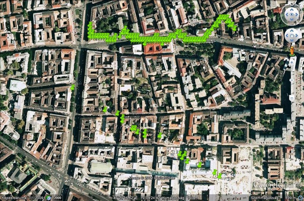12. ábra - 172--es bázisállomáshoz tartozó ponthalmaz Ebben az esetben is megjelenik egy átlós vonal a házak felett a 12. képen, ez betudható esetleges rossz mérésnek.