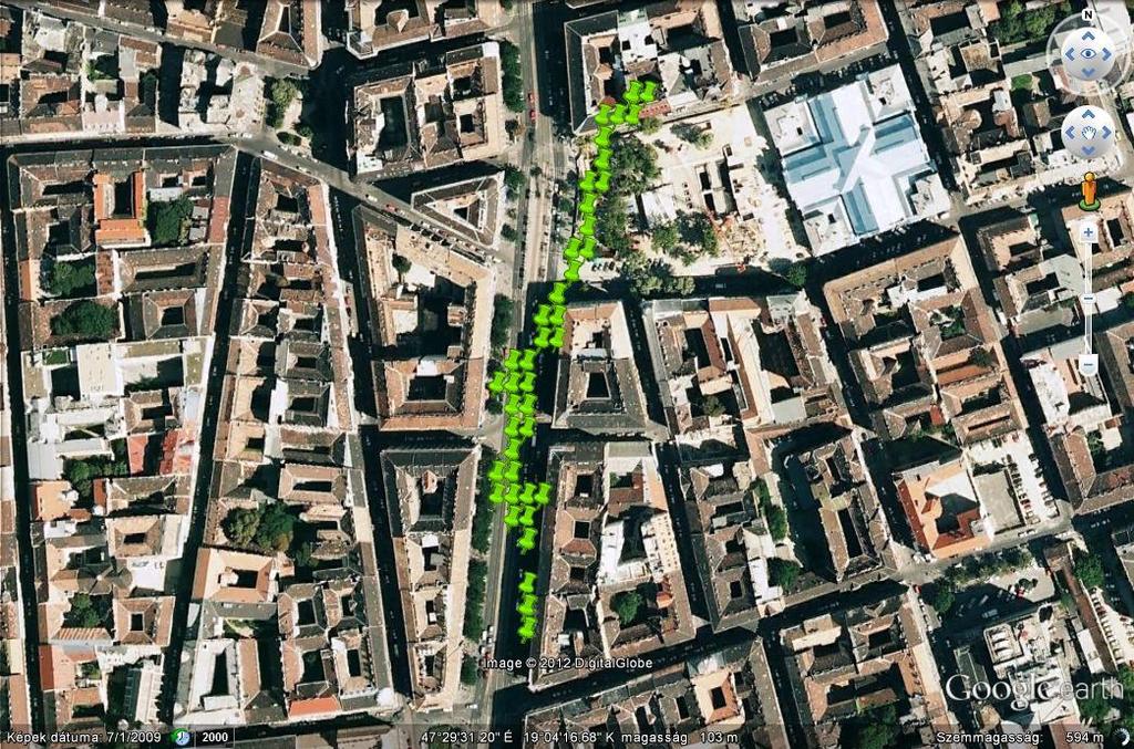 16. ábra - 205-ös bázisállomáshoz tartozó ponthalmaz Az ábrák alapján, a József körúton (függőleges út) találhatóak a bázisállomások.
