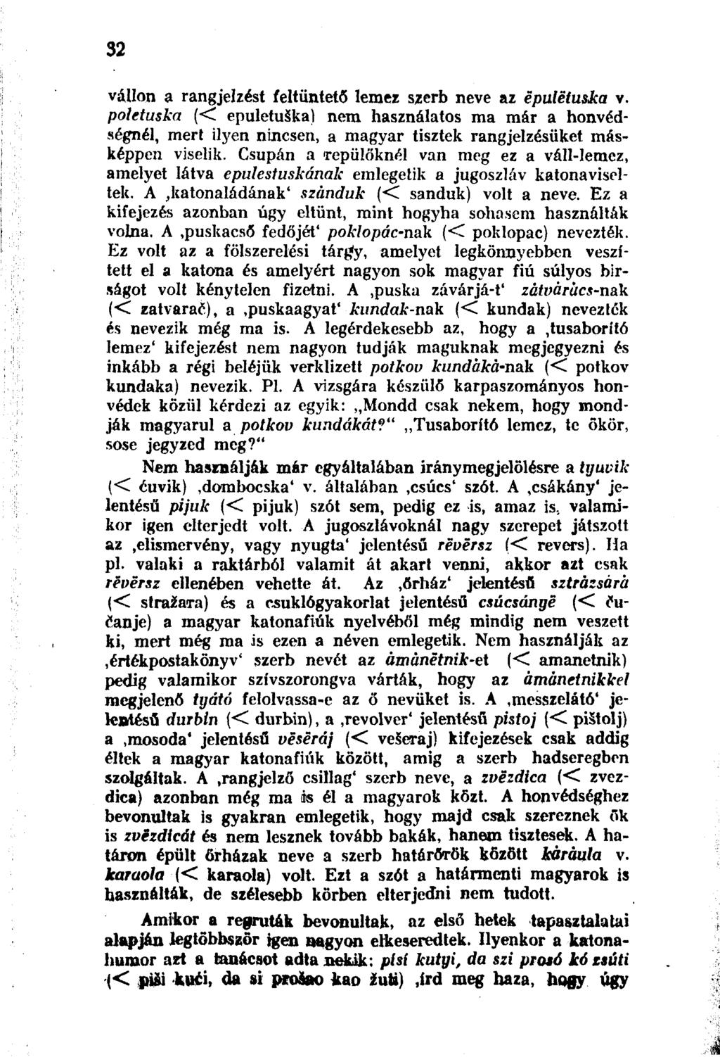 32 vállon a rangjelzést feltüntető lemez szerb neve az épuletuska v.