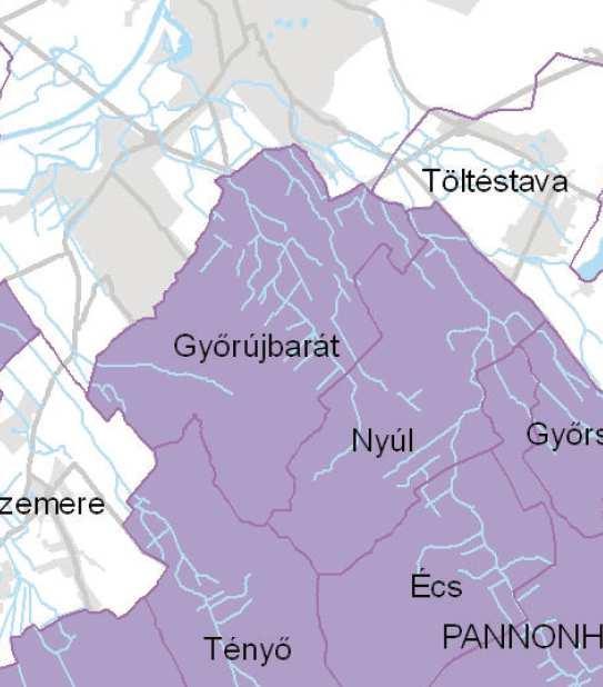 Győrújbarát Településrendezési eszközök módosítása / Msz: 14020/ 22 Megyei területrendezési terv és a településszerkezeti terv összhangja: A tervezett módosítások összhangban vannak az OTrT-vel és a