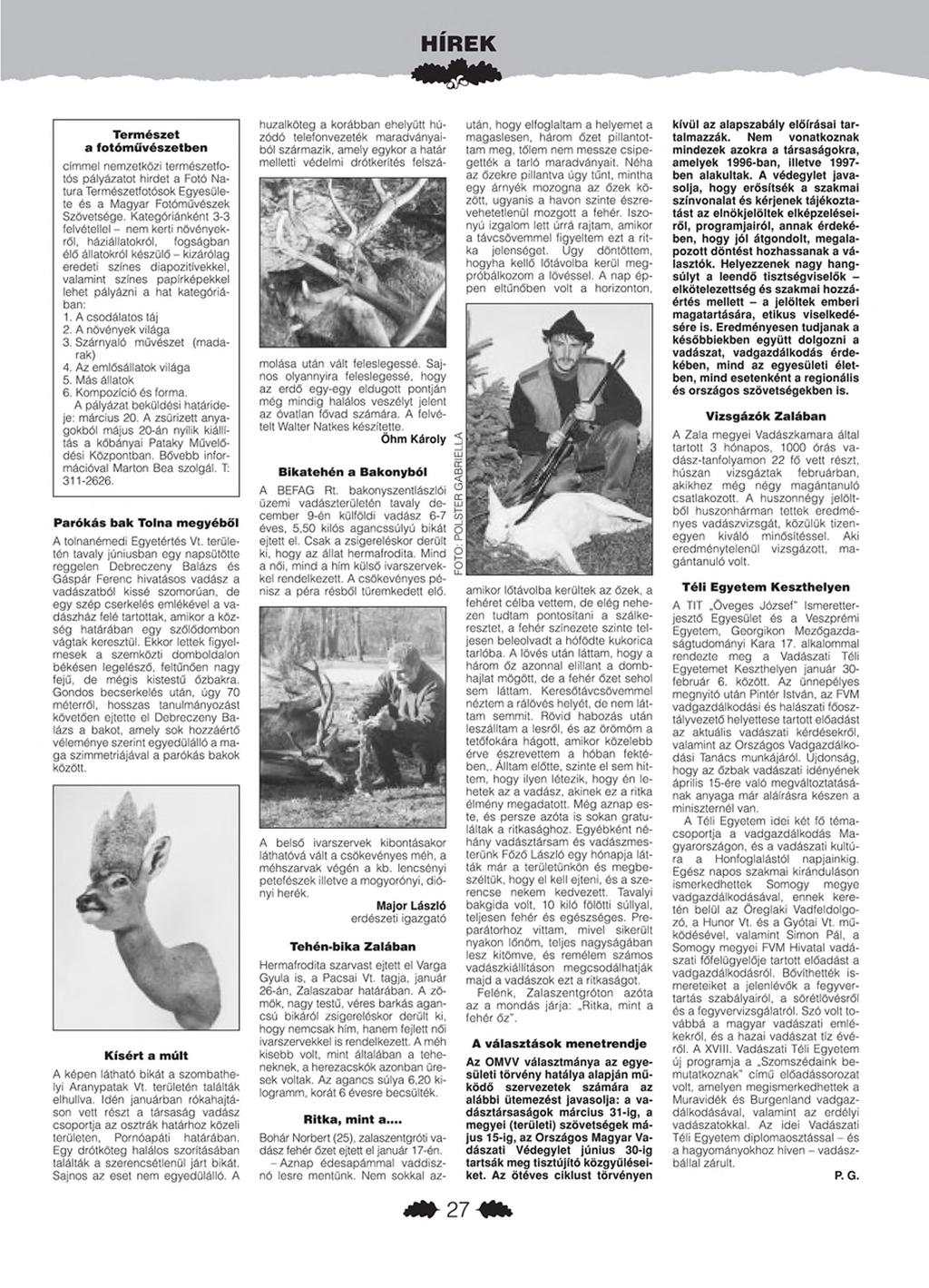 H ÍR EK Term észet a fotóm űvészeiben címmel nemzetközi természetfotós pályázatot hirdet a Fotó Natúra Természetfotósok Egyesülete és a Magyar Fotóművészek Szövetsége.