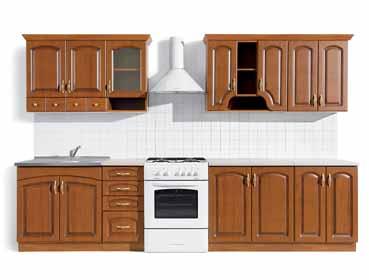 A blokk konyhák 4 alsó és 4 felső elemből,munkalapokból, fogantyúkból és lábakból állnak.