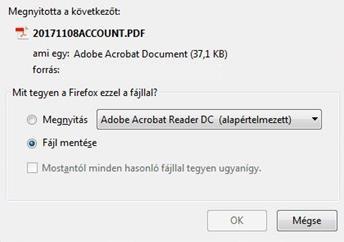 Abban az esetben, amikor az internet böngésző alapbeállítása szerint a dokumentum a számítógépre történő letöltéssel kerül megnyitásra, az adott dokumentum más felhasználó által is elérhetővé válik