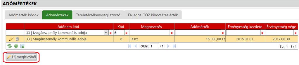 hatására megjelenő felületen át kell írni az adómérték