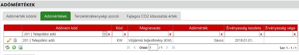 Mentés gombra kattintással menthető el az új adómérték.