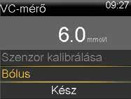 CGM I KALIBRÁLÁS A SZENZOR KALIBRÁLÁSA A vércukormérés értékeit ötféleképpen adhatja meg a szenzor kalibrálásához.