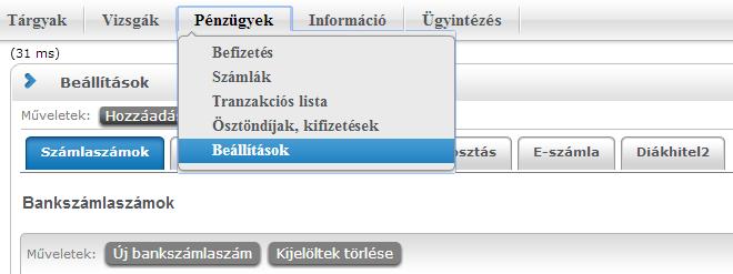 Bankszámlaszám Szintén létfontosságú egy bankszámlaszám megadása, hogy bármilyen pénzügyi tranzakció (pl. ösztöndíj utalása) megtörténhessen.