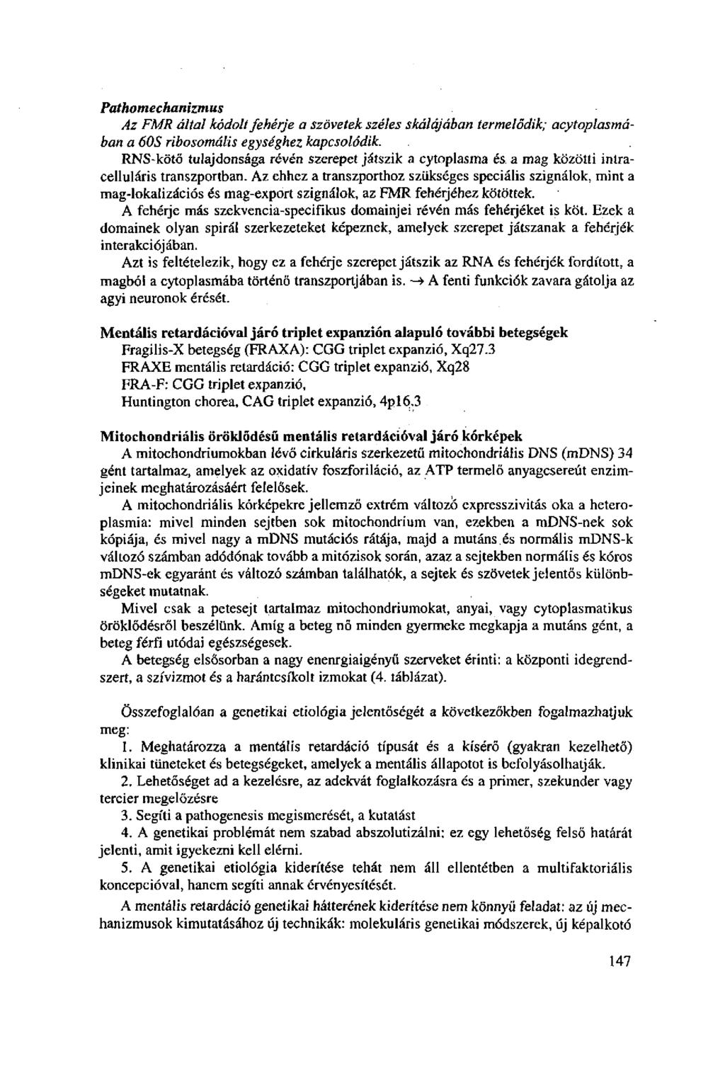 Pathomechanizmus Az FMR által kódolt fehérje a szövetek széles skálájában termelődik; acytoplasmában a 60S ribosomális egységhez kapcsolódik.