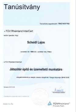 Bemutatkozás Vállalkozásunk 2009 óta foglalkozik TÜV minősített közterületi, óvodai, iskolai játszótéri eszközök gyártásával, kereskedelmével és komplett játszóterek építésével.