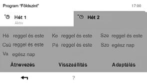 6.9 Heti program Az alapprogramokba integrált Hét 1 és Hét 2 működési módok az úgynevezett heti programok.