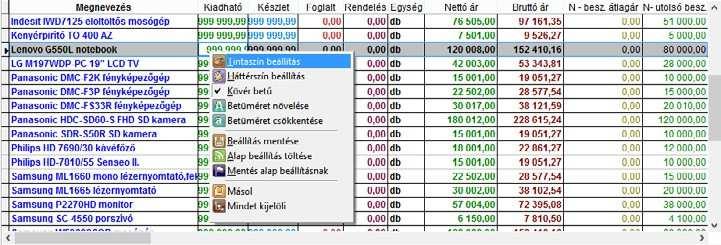 SZÁMLA MENÜ 20 Az ablak tetején lévő fülek amennyiben továbblépet a Számlafej-ből aktívvá vállnak így ezek között tetszés szerint lehet váltani a fülre való egér kattintással.