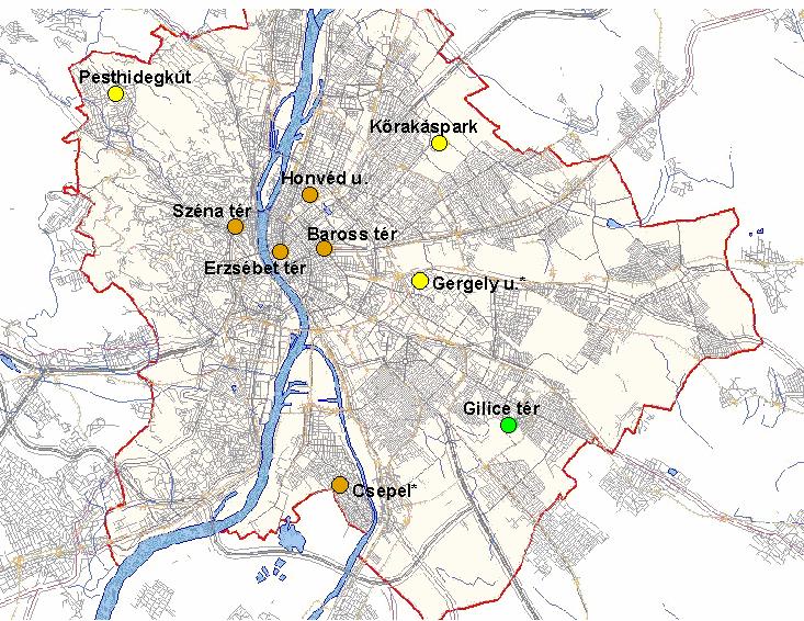 (3) szennyezett (4) erısen szennyezett (5) 14. Budapest levegıjének 2004.