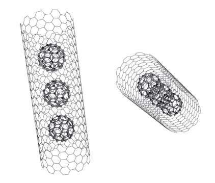 Az először megfigyelt peapod minták alacsony koncentrációban tartalmaztak fulleréneket, mivel a nanocsövekkel együtt kis koncentrációban keletkező fullerének jutottak be a nanocsövekbe ez utóbbi