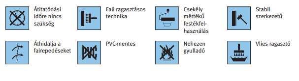 Ragasztó: Metylan Secura műgyantával erősített instant por alakú ragasztóanyag, kiadósság: 22nm/doboz (500g) 2.