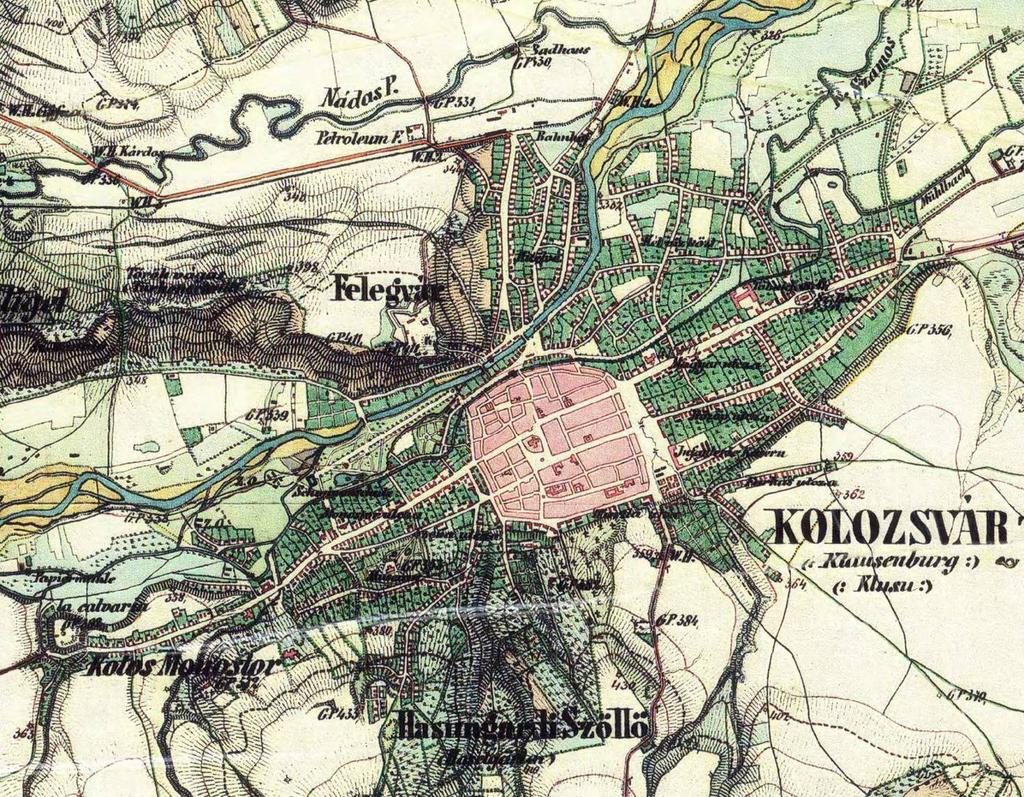II. osztrák felmérés 1869 körül 1: 28 800 Kolozsvár Klausenburg Klusu