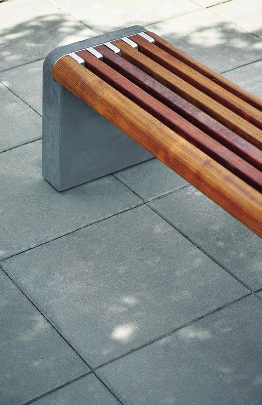 forma Az egyszerű és letisztult formákkal rendelkező pad karcsú falamellák és betonból készült lábak kombinációjából meríti ihletét. A beton két különböző árnyalatban is elérhető.