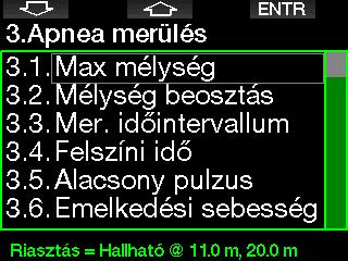 2.2.12 Trimix A Trimix itt a BE értékre állítható, amennyiben a funkciót engedélyezték. 2.2.14 PMG Az előrejelző többgázas (PMG) mód lehetővé teszi több palack (2-8) használatát.